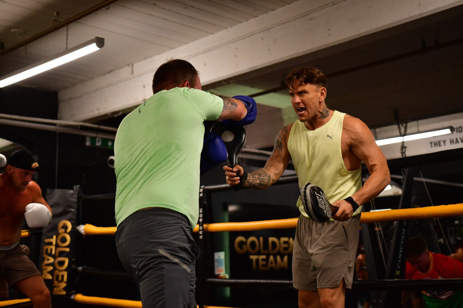 Pads work in the ring at a Leeds boxing session